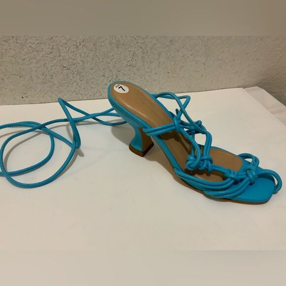 Anthropologie Shoes - Anthropologie blue strappy heeled sandals size 7